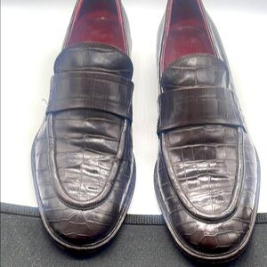 Donna Karan Brown Crocodile  Loafers Slip-On
